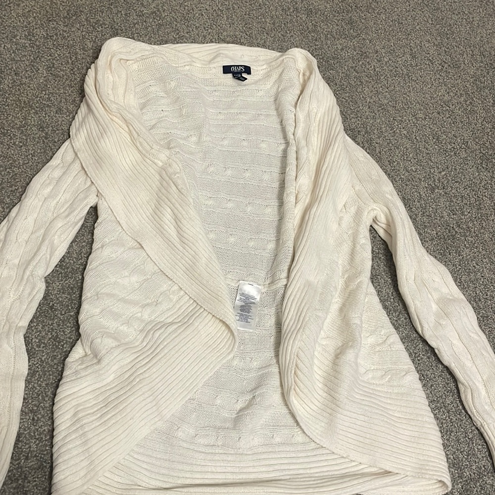 cream cardigan
